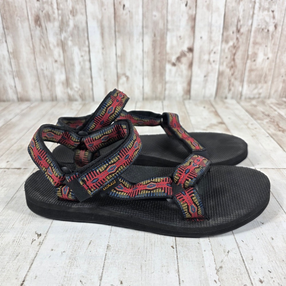 Teva Original Universal Sandals Womens 8 Black Multi Geometric 1003987